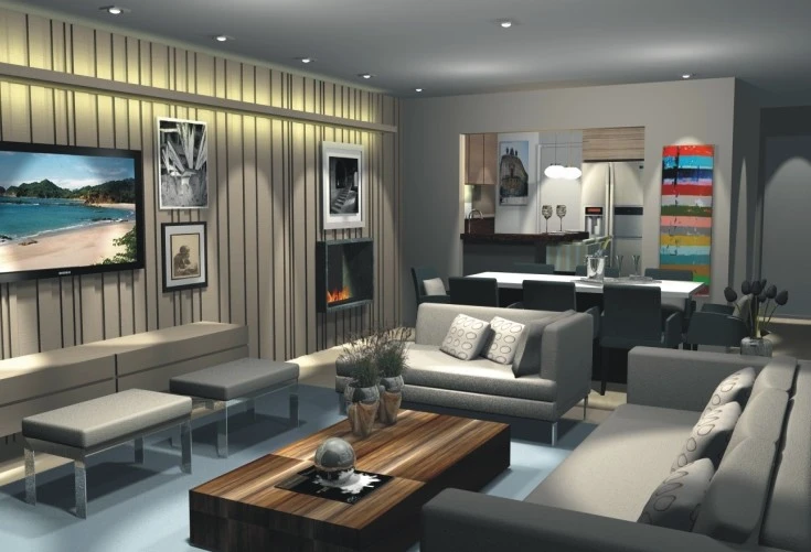 Projeto corporativo com linguagem sóbria, iluminação estratégica e presença institucional